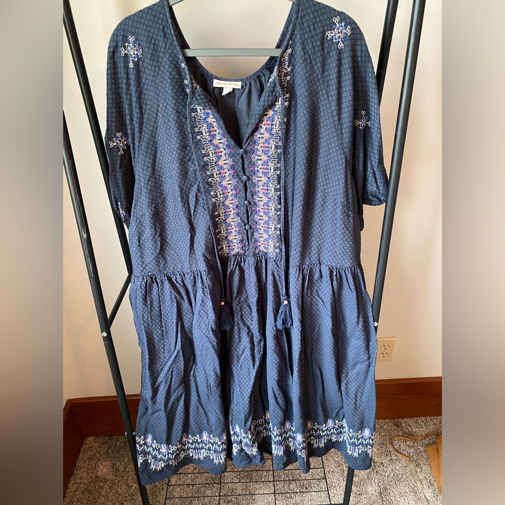 Navy embroidered dress